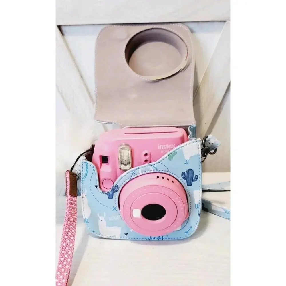 Fujifilm Instax Mini 9 Instant Film Pink Camera White Blue Llama Carrying Case